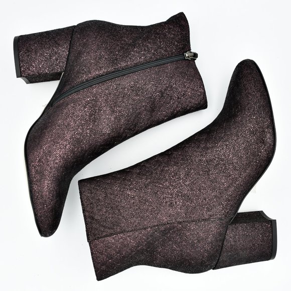 L.K. Bennett London Jourdan Sparkly Purple 'Loganberry' Block Heel Ankle Booties - Picture 16 of 16